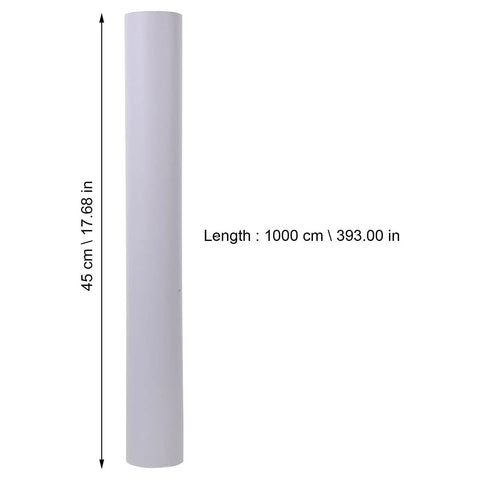 Smooth Sailing Peel And Stick Wallpaper Roll Waterproof Self Adhesive Vinyl For Kitchen Cabinets And Bathrooms Removable 10M White PVC roll showing dimensions.