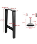 16 Inch Metal Table Legs for DIY Coffee End Tables Black Set of 2 Heavy Duty Steel Replacement Legs with measurements shown