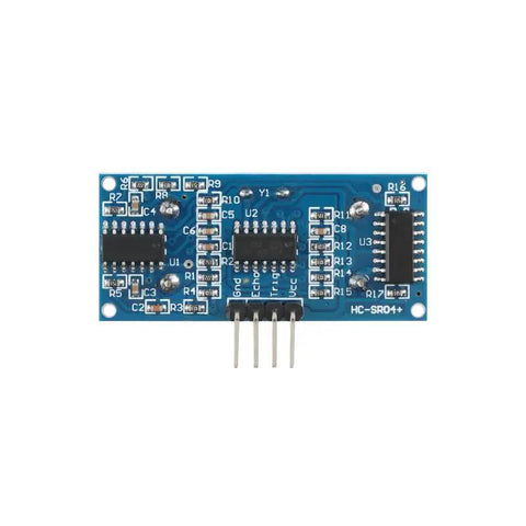 Front view of 5-Pack HC SR04 Ultrasonic Ranging Module Plus With UART I2C And 1-Wire Support for Arduino and microcontrollers.