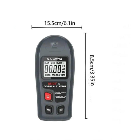 Pocket Light Meter For Photography And Plant Growth With LCD Display Lux And FC Measurement Auto And Manual Range High Accuracy 0.1 To 200000 Lux Pro Grade Photometer Sensor For Quick Readings, 15.5cm x 8.5cm