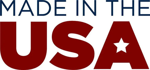 Made in the USA logo with bold red letters and a star revealing American origin for products.