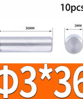 Sturdy 304 Stainless Steel Cylindrical Locating Dowel Pin Set For Mechanical Assembly, Fixed Shaft Pins, Round Solid Rods, Size 3x36 Mm