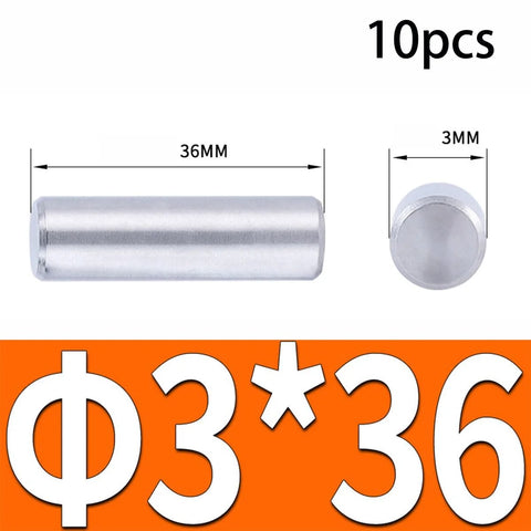 Sturdy 304 Stainless Steel Cylindrical Locating Dowel Pin Set For Mechanical Assembly, Fixed Shaft Pins, Round Solid Rods, Size 3x36 Mm