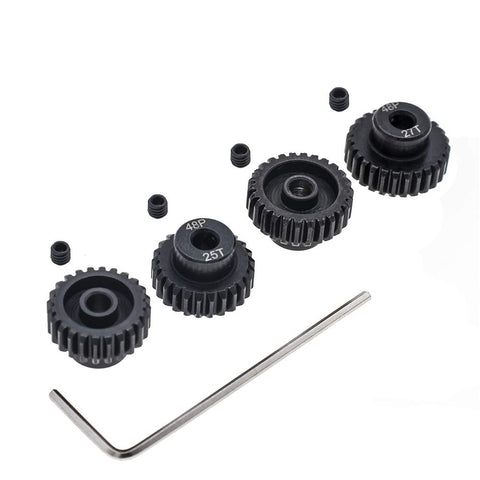 Four Pack 24T 25T 26T 27T 3.175mm Pinion Gears 48P Hardened Steel CNC Machined RC Upgrade Part With Screwdriver And Hex Wrench Included