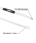 10 Pack 100K Ohm NTC 3950 Thermistors With 1 Meter Cable for 3D Printers, close-up on wire diameter description and probe details.