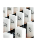 Dead Nuts Accurate 125 Millimeter Single Block Ceramic Gauge Calibration Master For Micrometers And Digital Calipers Router Table Saw Tool Verification And Workshop Setup, close-up of numbered ceramic gauge blocks.