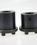 Bead Roller Die Set for Shearing, 22mm Shaft Compatible, CR12 Steel Dies at 50 HRC Hardness, side view of two black dies