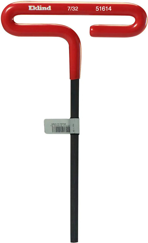 Cushion Grip Hex T Handle Allen Wrench, 6 Inch Shaft, 4 Inch Handle, Pro Grade USA Made Alloy Steel T Key for Internal Hex Fasteners, Built Tough Industrial Strength Workhorse Tool, red 7/32 in
