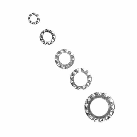 Assorted sizes of 700 Piece Galvanized Toothed Washer Set Including Flat And Lock Washers M3 To M8 Assortment Kit With Gasket Retaining Rings