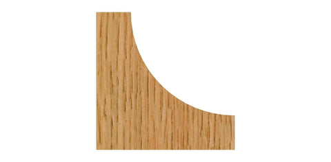 Woodwork sample with concave edge made by Carbide Tipped Cove Router Bit 3/4 Inch Radius 2 Inch Diameter 7/8 Inch Cutting Length 1/2 Inch Shank B3 Bearing