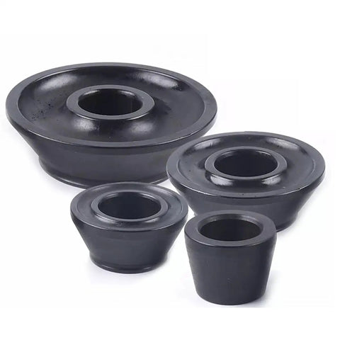 Top Shelf Four Piece Wheel Balancer Taper Cone Set Built Tough With Heavy Duty Forty Five Steel For 40mm Shafts And Universal Fitment On Cars And Trucks Ride Ready Garage Must Haves, black steel cones group.