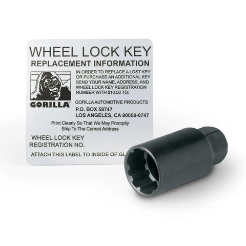 Acorn Black Chrome Wheel Locks Set Of 4 With 1/2 Inch Thread, 60 Degree Conical Seat, 13/16 Inch Hex, and Wheel Lock Key