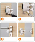 Step-by-step installation of Six Pack Cabinet Latch With Double Roller Catch Hardware For Cupboard Closet Kitchen Cabinet Doors And RV Cabinets Bronze Finish Durable Nylon And Nickel Plated Steel Includes 6 Roller Bases 6 Strikers And 24 Screws