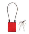 Beefy Red Aluminum Cable Padlock With 85mm Insulated Shackle Lockout Tagout Kit, featuring two safety lockout keys