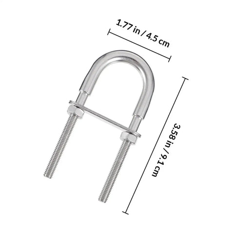 Heavy Duty Marine Grade U-Bolts Kit M8 By 100mm For Boat Trailers Yacht Rigging Axles Fasteners With Nuts Washers Rustproof Stainless Steel close-up