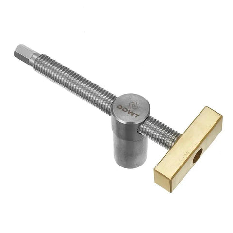 Adjustable Workbench Dog Clamp For Three Quarters Inch Holes Fits 19mm Posts Stainless Steel With Brass Adjustable Stop Keeps Workpieces Secure On Top Or At The Edge For Woodworking Be A Workhorse, stainless steel and brass