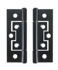 Two Pack Antique Bronze And Black Metal Flush Door Hinges For Wooden Boxes And Cabinets 64 By 25mm Spring Hinge With Hidden Mount