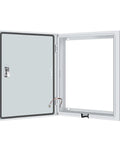 Wall Mounted Electrical Junction Box Lockable Steel Enclosure All Weather And Dustproof Outdoor And Indoor Distribution Box With Outlet Hole 31.5 W X 39.38 H X 9.83 D Tough As Nails Heavy Duty Metal Housing open door view