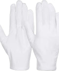 12 Pairs White Cotton Gloves For Dry Hands Eczema Care Moisturizing Spa Liner Gloves For Serving Cleaning Costume Inspection And Everyday Use At Home Or Work, single pair displayed.