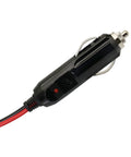 Close-up of Heavy Duty 16 Gauge CB Radio Power Cord With 3 Pin Plug Two Wire Cable And 12V Cigarette Lighter Socket LED Indicator