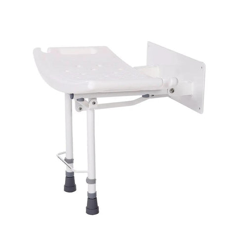 Wall Mounted Shower Chair With Easy Fold Away Design For Adults Adjustable Legs Space Saving Bath Seat That Folds Against The Wall And Supports Up To 300 Lbs