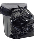 Built Tough Black Trash Bags 55 To 60 Gallon 1 Point 5 Mil Thick Industrial Heavy Duty Garbage Can Liners in use with trash can.