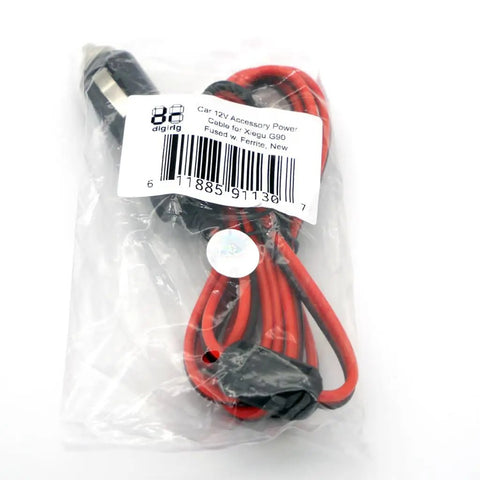 Car Auxiliary 12V Power Plug Adapter Cable for Ham Radio with Mini Tamiya Connector visible in packaging