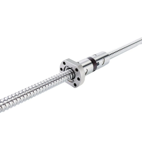 Close-up of 20mm Diameter Ball Screw With Double Ball Nut For Smooth Linear Motion C5 Grade End Machined BK15 BF15 5mm Lead 400mm Long Built To Last