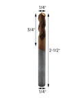 1/4 Inch Ball Nose Solid Carbide End Mill For Aluminum And Non-Ferrous Metals, 37 Degree Helix, 3 Flute, ZRN Coated Milling Bit
