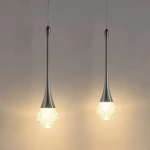 Three Pack 12W Adjustable Led Bubble Glass Orb Pendant Lights For Kitchen Island And Vanity Mounts In Brushed Nickel Finish