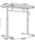 Smooth Hand Crank Standing Desk With 330 Lbs Heavy Duty Build And Effortless Manual Height Adjustment To Flex Your Home Office Vibe, dimensions labeled.