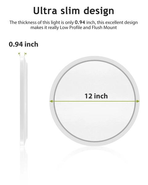 4 Pack Flush Mount LED Ceiling Light Fixture White 12 Inch 28W Dimmable With 3000K 4500K 6000K Color Temperature 3200 Lumens Low Profile