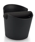 Coffee Knock Box Pro Round With Shock Absorbent Base And Removable Bar Non Slip, 4.8in, black ABS plastic, side view