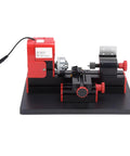 High Speed 20000Rpm Mini Motorized Lathe Machine For Woodworking And Metal Turning on a black base with red knobs.