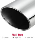 Close-up of 4 Inch Inlet To 8 Inch Outlet Stainless Steel Exhaust Tip 15 Inch Bolt On Tail Pipe With 45 Degree Angled Cut Universal Fit