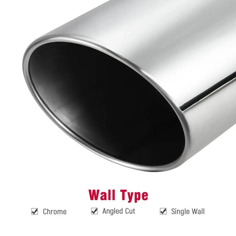 Close-up of 4 Inch Inlet To 8 Inch Outlet Stainless Steel Exhaust Tip 15 Inch Bolt On Tail Pipe With 45 Degree Angled Cut Universal Fit