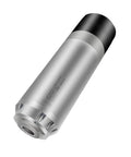 Badass Round Water Cooled Spindle Motor With Killer Cooling And Hella Durable Metal Body No Sweat Overheating For Rip Thru Wood Or Metal On Your Cnc Router Or Milling Machine At 7 Point 5 Kw 220 Volt Operation, metal body, angled view.