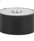 Heavy Duty Rubber Vibration Isolator Mounts With Steel Reinforced Base And Female Thread Bobbin Fitment For Gym Gear Air Compressors And Generators To Smooth Out Jitters And Kill Unwanted Noise In A Set Of Four Pieces, close-up of one isolator mount.