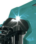 Close-up of teal Cordless 18V LXT 16 Gauge Straight Finish Nailer with spark on top, no battery included, ideal for precise trims.