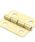 Solid 100 Piece Set Of Four Hole Gold Cabinet Door Hinges For Drawers Closets And Cupboards Slick Pivoting Leaves close-up view