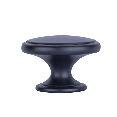 Flat Black Wide Top Ring Cabinet Knobs 1.52 Inch Diameter Modern Round Pulls 10 Pack With 1 Inch And 1.5 Inch Screws Fits Cabinets Drawers Aluminum Metal Hardware