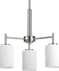 Replay Collection Etched White Glass Modern Chandelier Light, 3 Light with Polished Nickel Finish and Sleek Lines