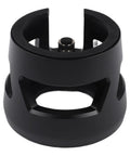 Next Level Adjustable Espresso Tamping Station For 51 To 58mm Portafilter solid black aluminum tamper holder base top view.