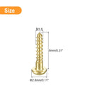Beefy Brass Wood Screws M1.6 x 8mm Slotted Round Head Self Tapping For Woodworking 40 Piece Pack displayed with size dimensions