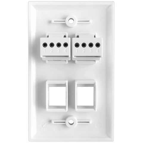 Straight Up Premium 5 Pack White Rj11 Cat3 Telephone Keystone Jacks With Quick Screw Terminals for wall plate swaps.