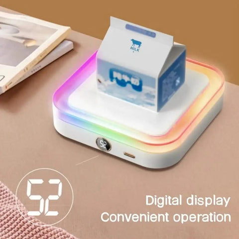 Compact USB coffee mug warmer for three speed temp control and a super chill night light with digital display