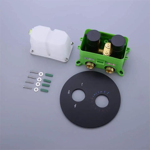 UMJIGF Black Thermostatic Shower System with Cold and Hot Water Wall Mounted Brass Shower Faucet components and controls