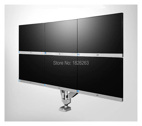 Full Motion Six Arm TV Mount Secures 10 To 24 Inch LCD LED Screens With Slick Gas Springs Built In USB Charging And Audio Jacks, displaying multiple screens.