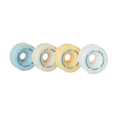 Quad Roller Freestyle Wheels Set of 8 for Quad Skates 57mm 53D Hardness MonoCompound, various colors displayed