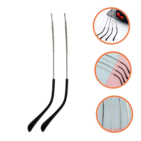 Replacement Metal Eyeglass Frame Temples and Sunglasses Arms Kit for Quick Repair and Enhanced Durability 5 Pairs, DIY Eyewear Frame Leg Replacements for Glasses shown in black and silver with multiple angles.